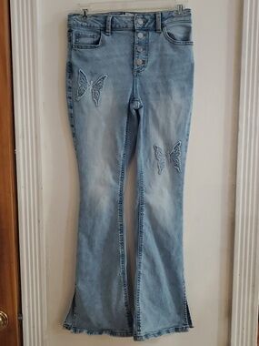 Girl's Embroidered Butterfly Jeans Slight Flare Size 12